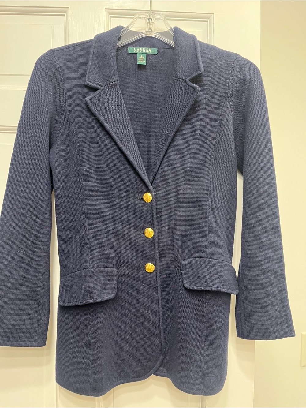 Lauren Ralph Lauren Navy Blue Gold Button Crest Blazer Jacket - Size S